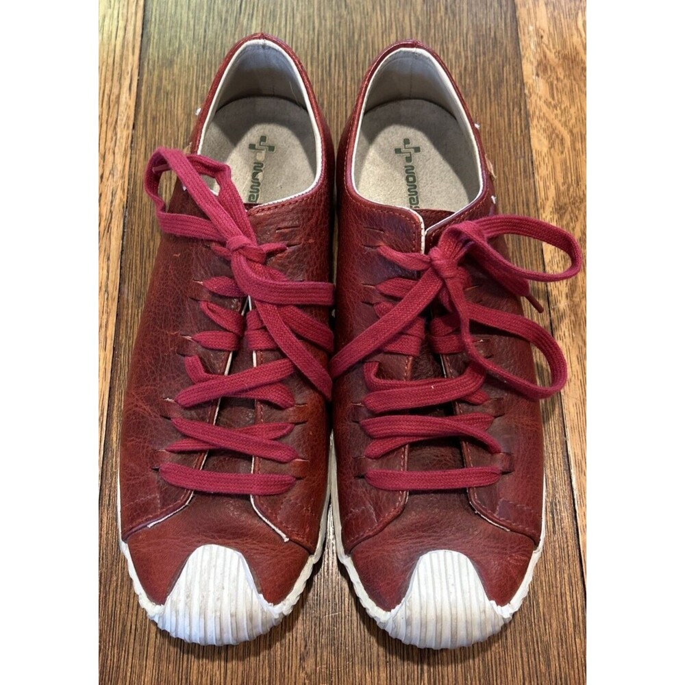 Nomass Red Leather Active Wear Sneakers Shoes Women’s Sz 8.5 Lace Up Distressed